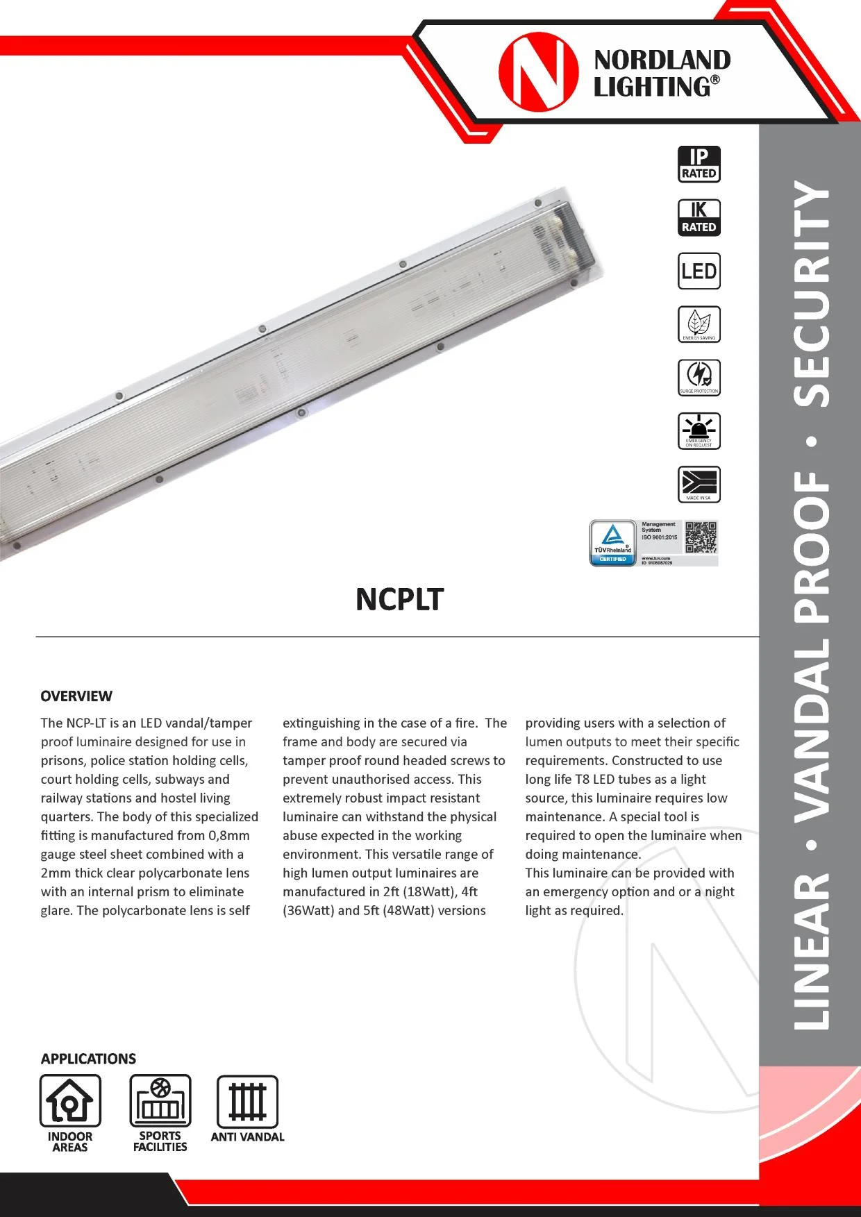 NL34 Nordland NCPLT LED Vandal Proof Luminaire